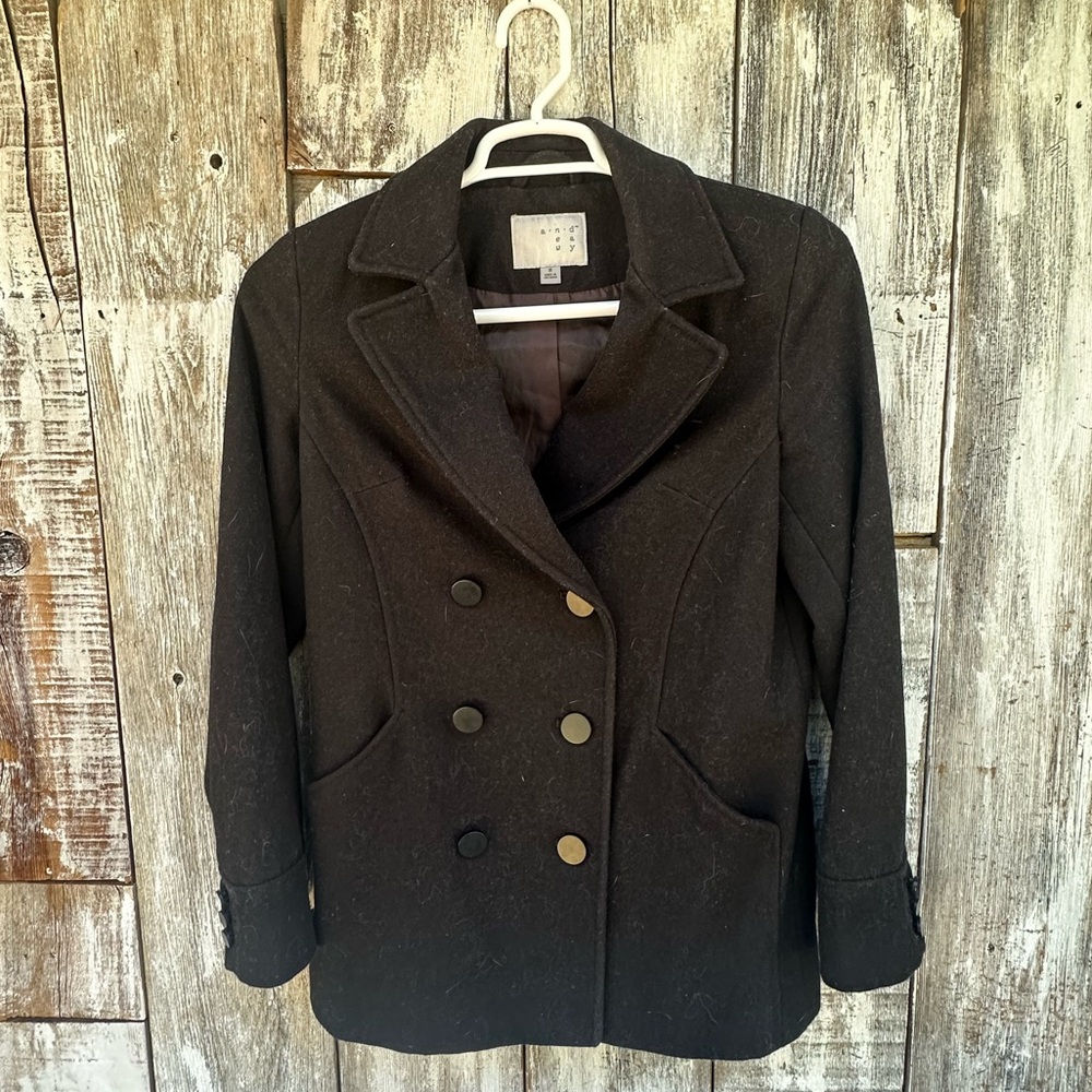 a new day Black Pea Coat Wool Blend